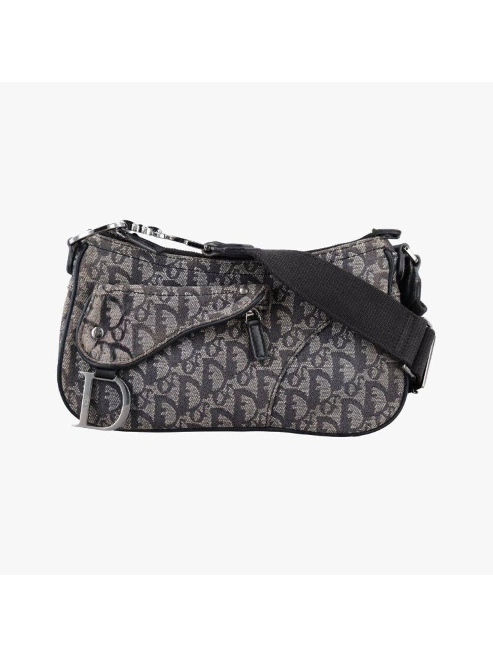 Dior Trotter Double Saddle Gray Brown Jacquard Shoulder Bag